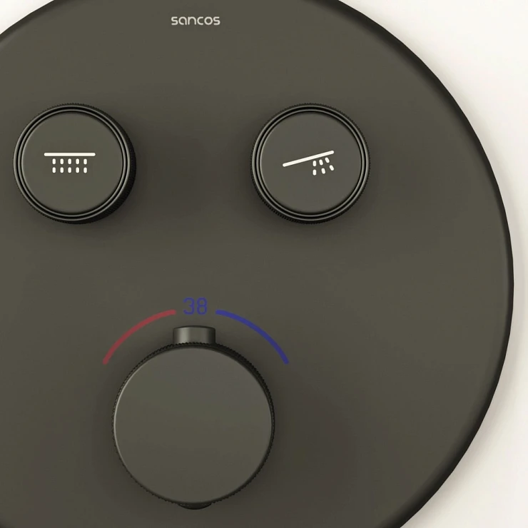 Душевой комплект Sancos Space SC3006MB с термостатом, черный матовый