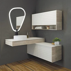 Тумба с раковиной Comforty Клеон 120 00-00000822CF дуб дымчатый, с левой белой столешницей