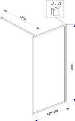 Душевая перегородка Veconi Korato KR80 90см KR80-90-01-C8 профиль черный, стекло прозрачное
