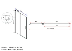 Душевая дверь в нишу Vincea Orta 120см VPP-1O120CH-L профиль хром, стекло прозрачное