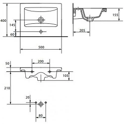 Раковина встраиваемая Cersanit Como 50см S-UM-COM50/1-w белая