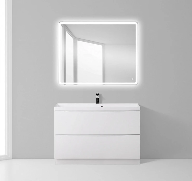 Тумба с раковиной BelBagno Marino 90 белая глянцевая