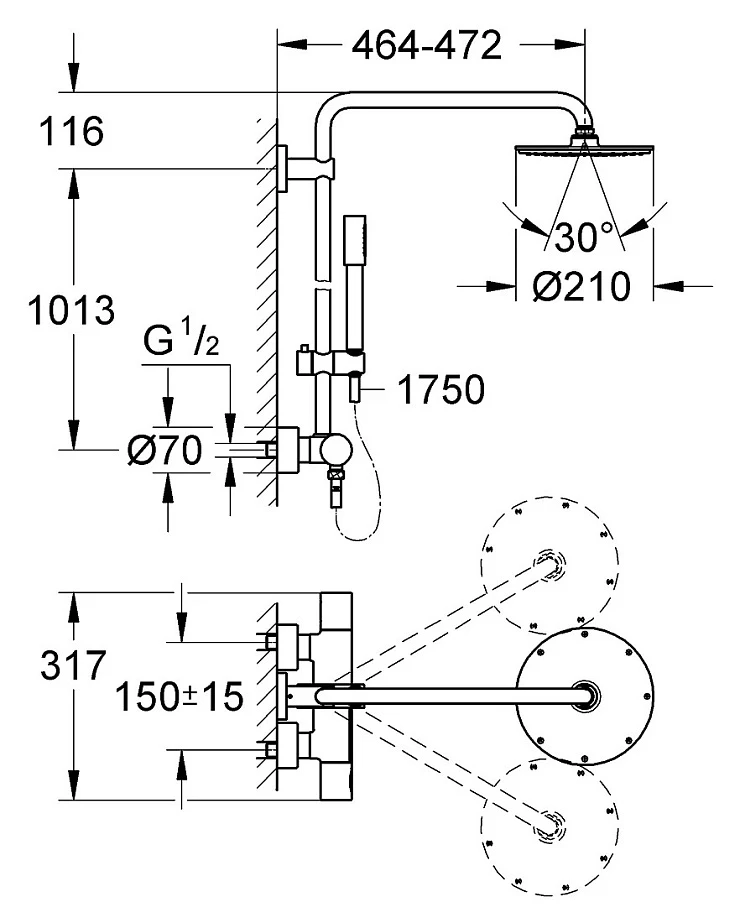 Душевая стойка Grohe Rainshower System 210 27032001 хром