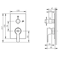 Смеситель встраиваемый для душа Bravat Prolate P69219CP-2-ENG хром