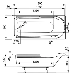 Акриловая ванна Vagnerplast Hera 180x80 VPBA180HER2X-04 белая глянцевая