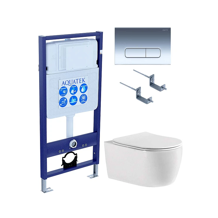Комплект унитаз Set Aquatek Европа cmp016 AQ1106-00 унитаз и кнопка + инсталляция INS-0000012 5в1