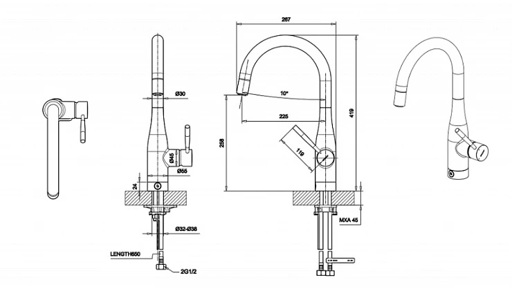 Смеситель Bravat Miranda F7164208CP-2-ENG для кухонной мойки