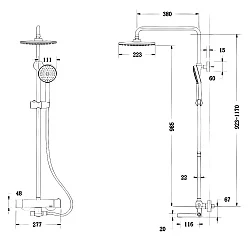Душевая стойка Bravat F699153BW-A2 чёрная матовая