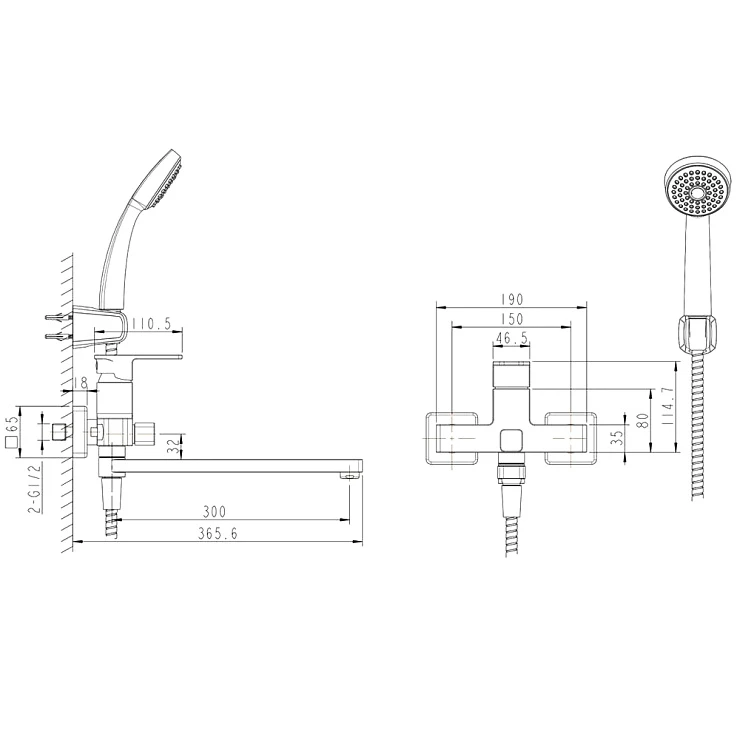 Смеситель для ванны с душем Bravat Riffle F672106C-LB хром