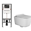 Комплект инсталляции Ceramica Nova CN121001MB с унитазом CN3005, кнопка черная матовая