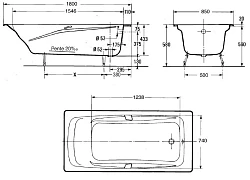 Чугунная ванна Jacob Delafon Repos 180х85см E2904-00 белая глянцевая (с ножками и сливом-переливом)