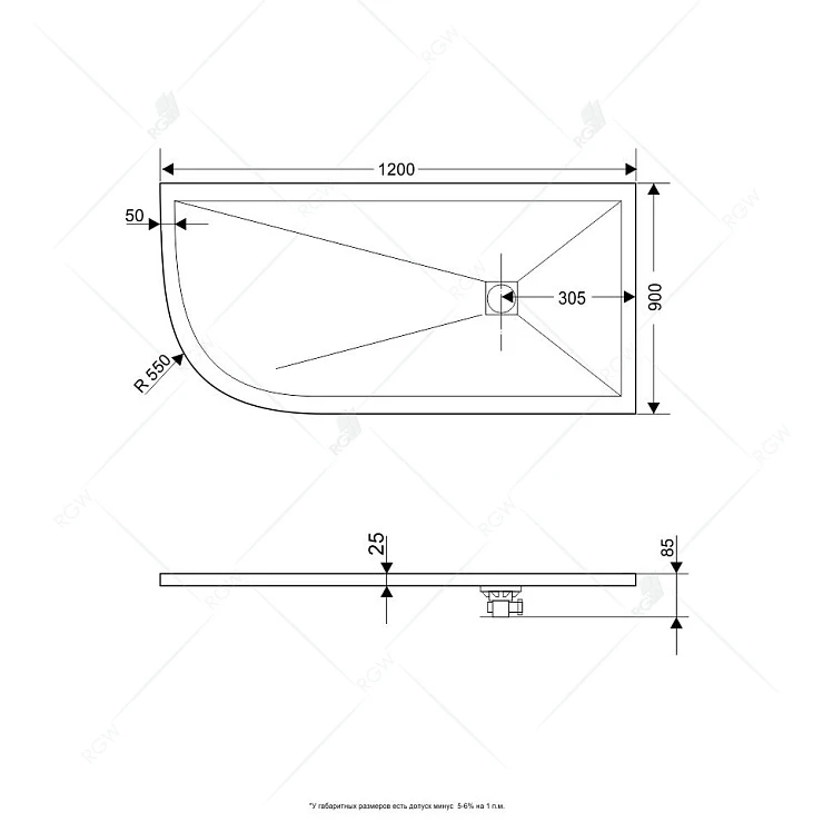 Душевой поддон RGW Stone Tray 90x120см 16154129-01RK белый